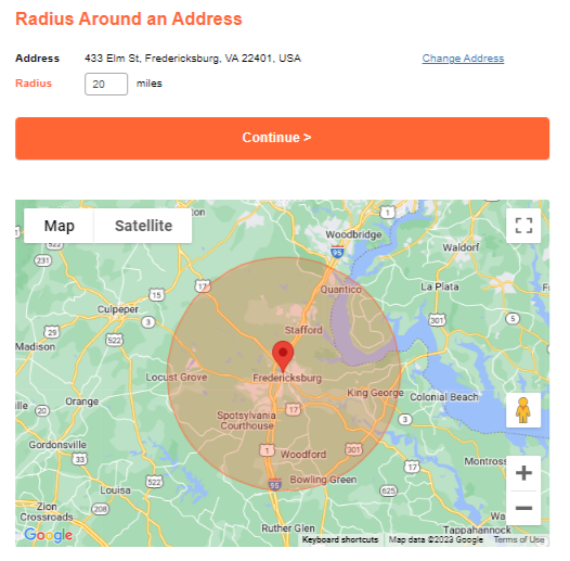 Find New Homeowners near you by selecting a radius around your address. Any New Homeowners who have recently purchased a residential property in this area will be on your New Homeowner Email List.